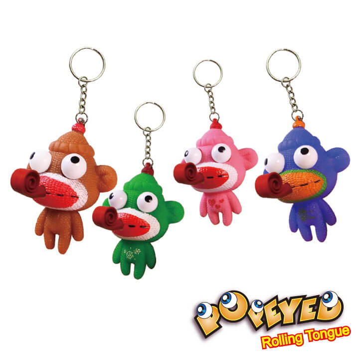 Popeyed Rolling Tongue Keychain Sock Monkey Series F4109-1XSMD