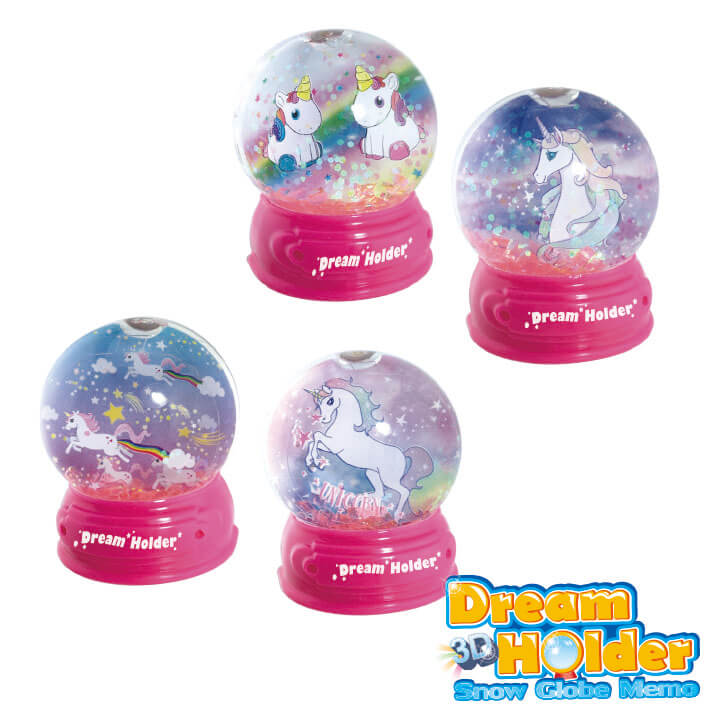 3D Dream Holder Light Up Snow Globe Memo Unicorn Series F6106-19UNP