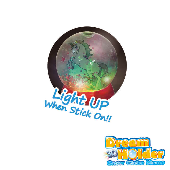 3D Dream Holder Light Up Snow Globe Memo Unicorn Series F6106-19UNP