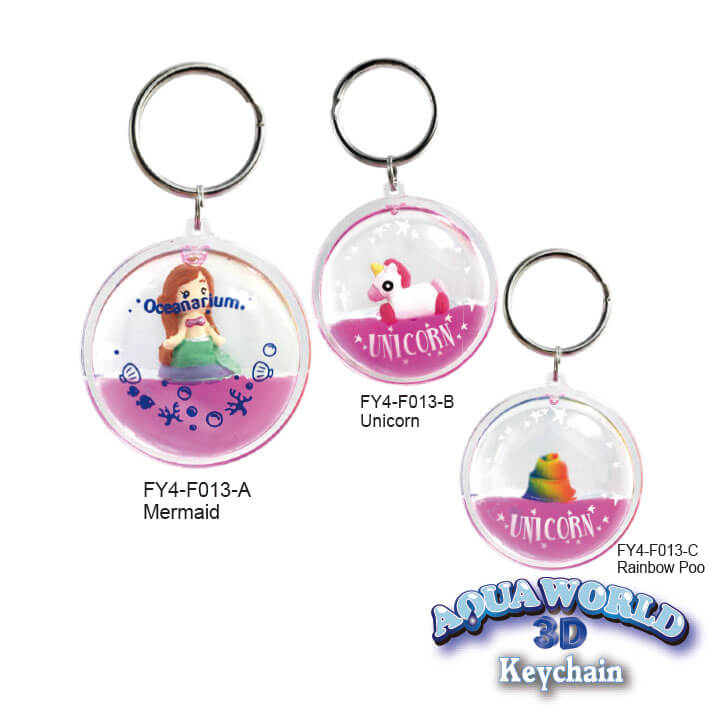 Aqua World 3D Keychain Mermaid Keychain Unicorn Keychain Rainbow Poo Series FY4-F013