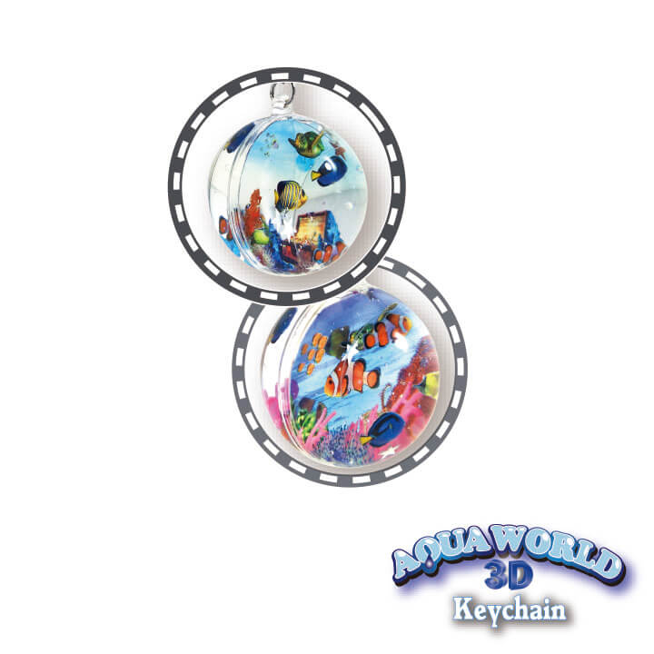 Aqua World 3D Keychain Mini Globe Ocean Series Aquarium Souvenir Design FY4-F019