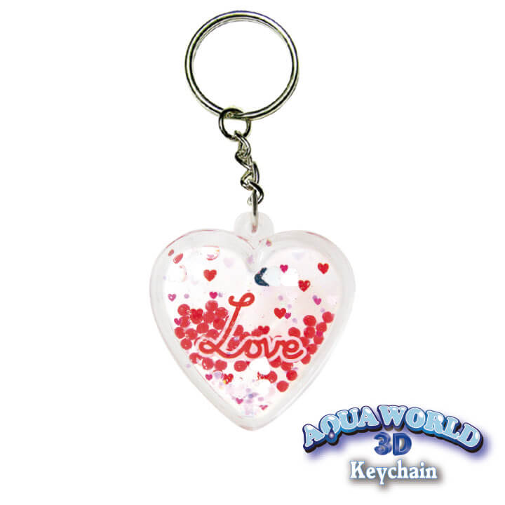 Aqua World Keychain Liquid Heart Valentine Heart Keyring FY4-F024-A