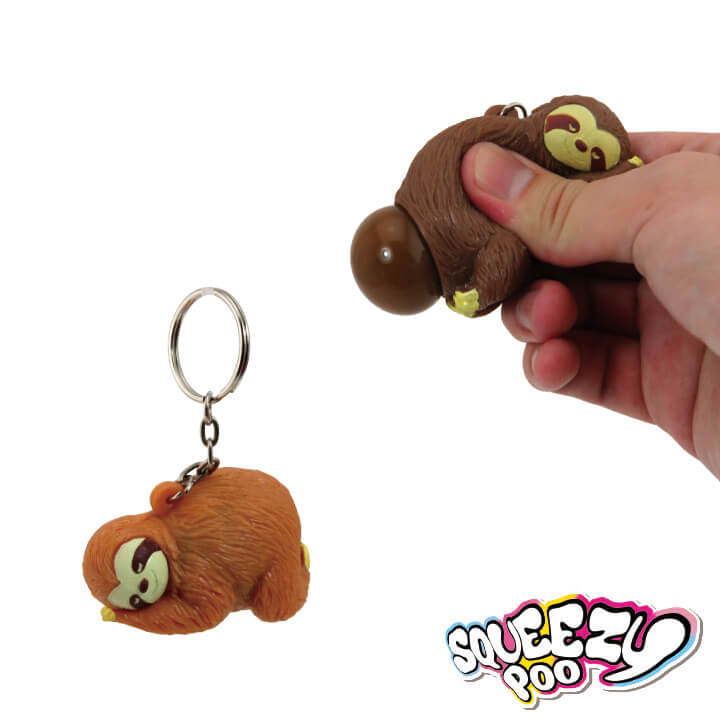 Squeeze and Poop Sloth Keychain