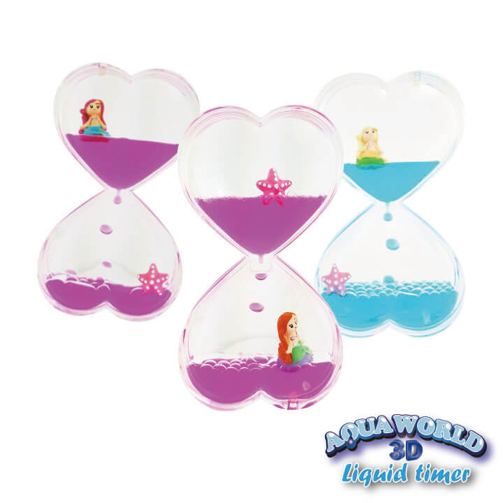 Aqua World 3D Liquid Timer Double Heart Shape Mermaid Series Aquarium Souvenir FY8-F024-B