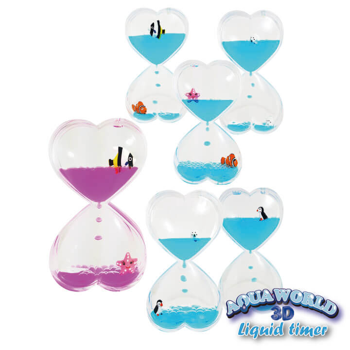 Aqua World 3D Liquid Timer Double Heart Shape Ocean Series Souvenir Design FY8-F024-C