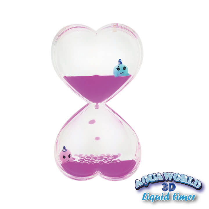 Aqua World 3D Liquid Timer Double Heart Shape Narwhal Series Souvenir Design FY8-F024-E