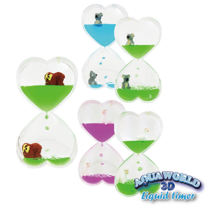 Aqua World 3D Liquid Timer Double Heart Shape Animal Series Souvenir Design FY8-F024-F