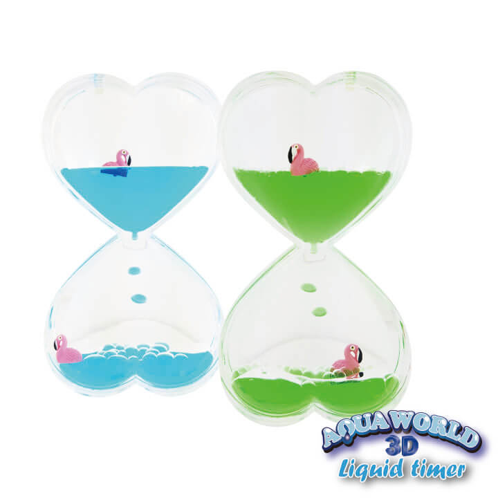 Aqua World 3D Liquid Timer Double Heart Shape Flamingo Series FY8-F024-G