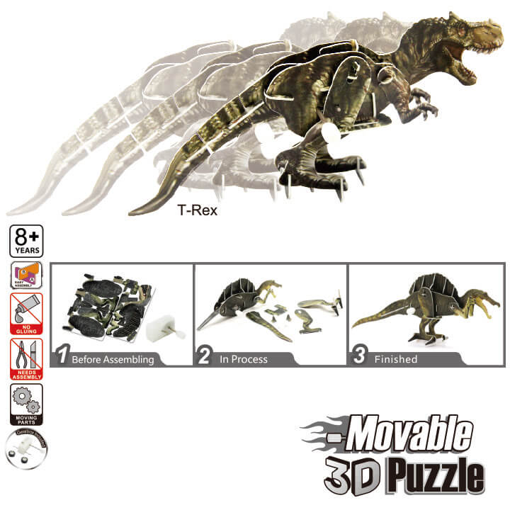 Paper Dinosaur 3D Puzzle Toys Jurassic Dino World Tyrannosaurus  Velociraptor Children Intelligence Assembling Brain Game Toys - AliExpress