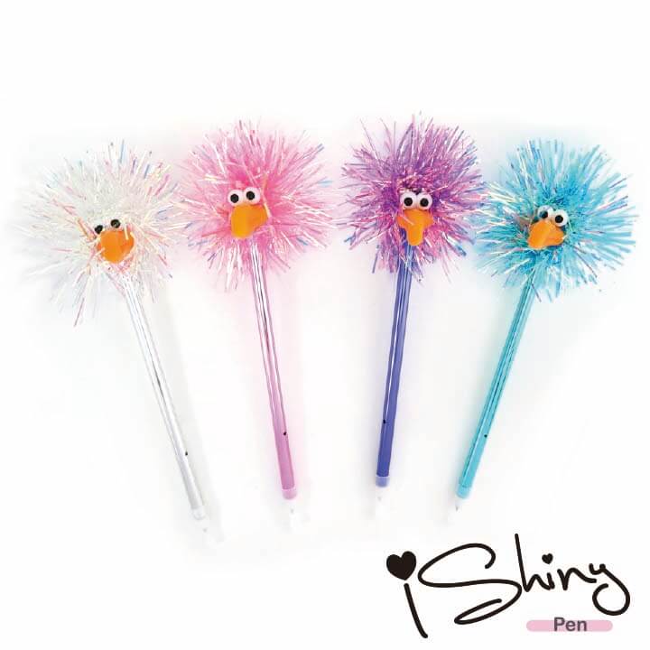 iShiny Fluffy Emu Pen Ribbon Strip Pompon Y2-F980-B