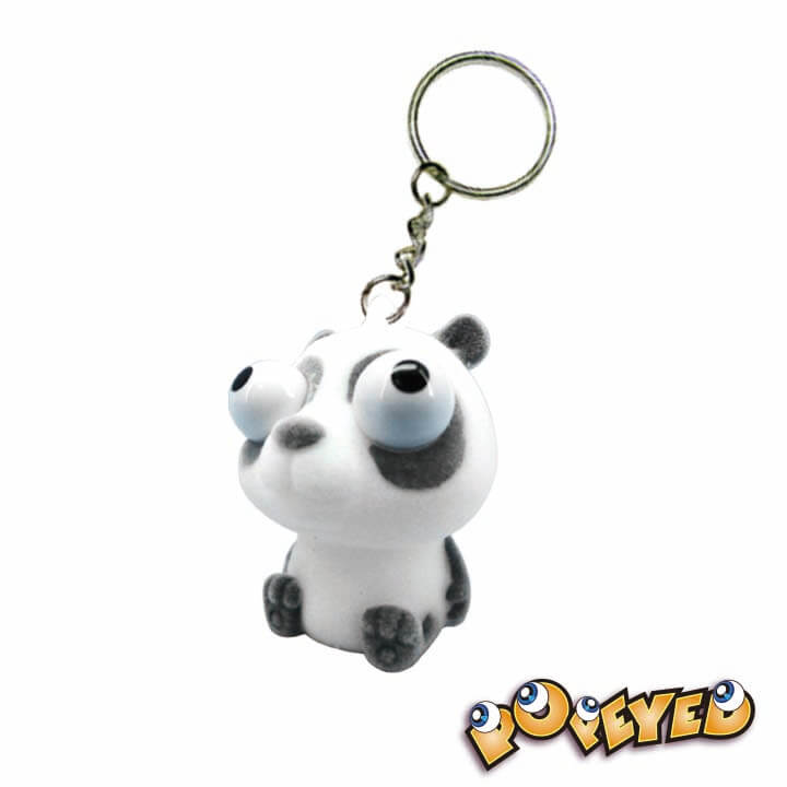 White Flocked Popeyed Keychain Animal Series F4062-1G95D