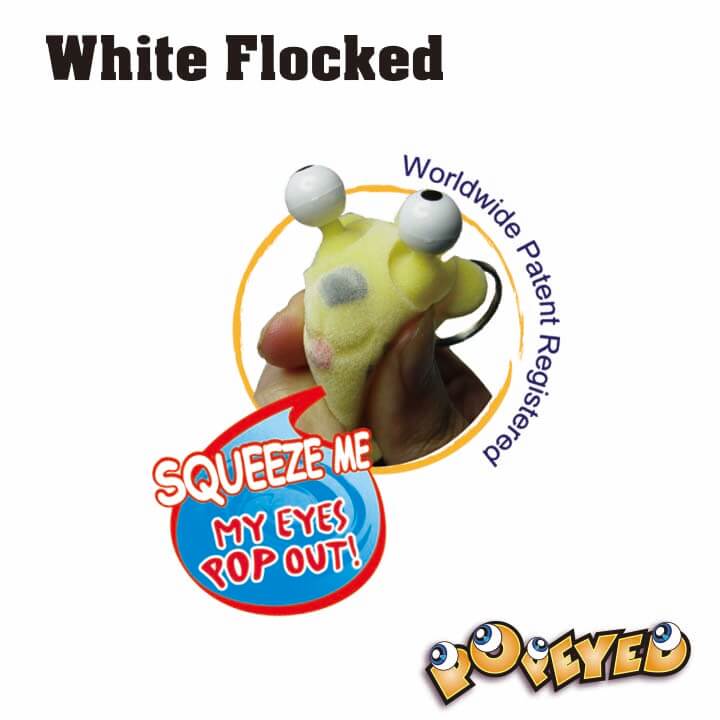 White Flocked Popeyed Keychain Animal Series F4062-1G95D