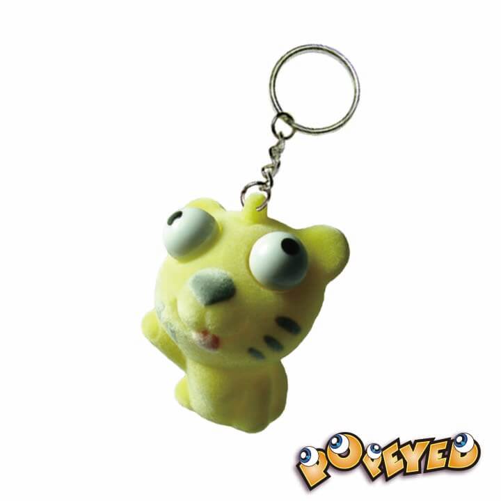 White Flocked Popeyed Keychain Animal Series F4062-1G96D