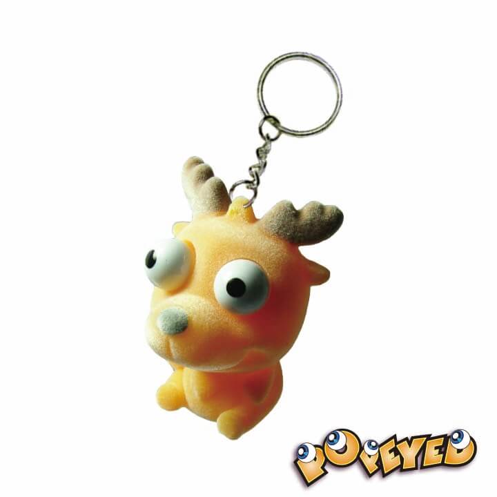 White Flocked Popeyed Keychain Animal Series F4062-1GBBD