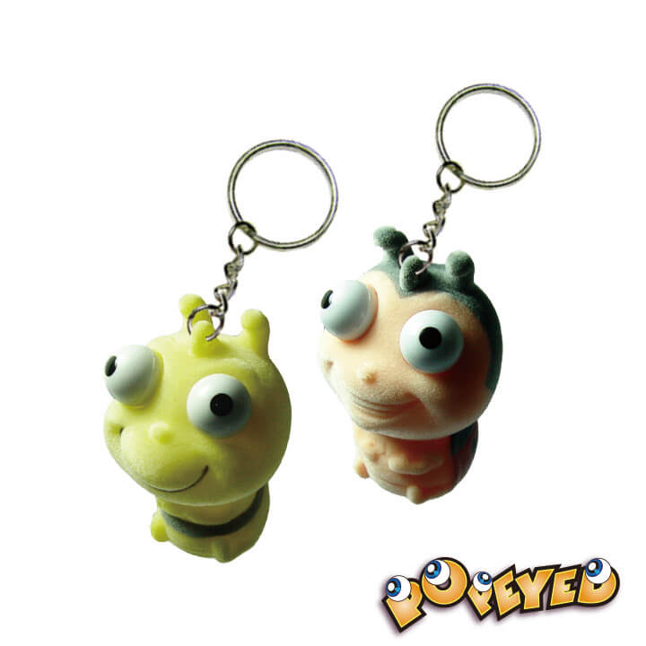 White Flocked Popeyed Keychain Insect Series F4062-1GXXD